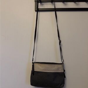 Fossil Black and Cream Polka Dot Crossbody Bag